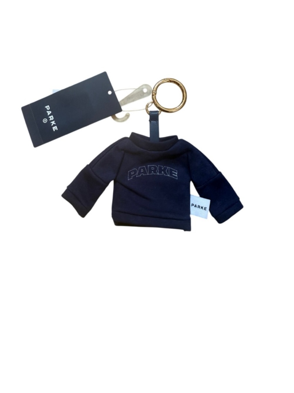 PARKE Mockneck Sweatshirt Keychain Bag Charm Navy Blue